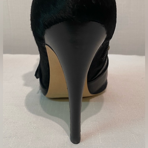 Manolo Blahnik Toapa Studded Mixed Media Ankle Boot Black 8.5B US Dyed Calf Hair - Picture 7 of 16